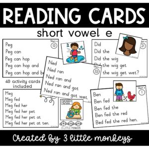 Reading Cards short vowel e - PDF